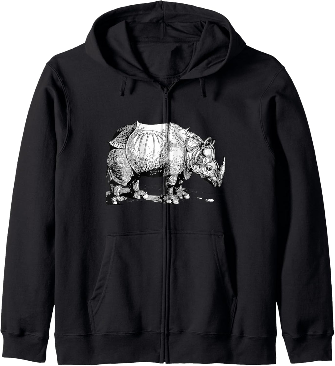 Nashorn Schwarz-Weiss Holzschnitt von Albrecht Durer Lustig Cool Kapuzenjacke