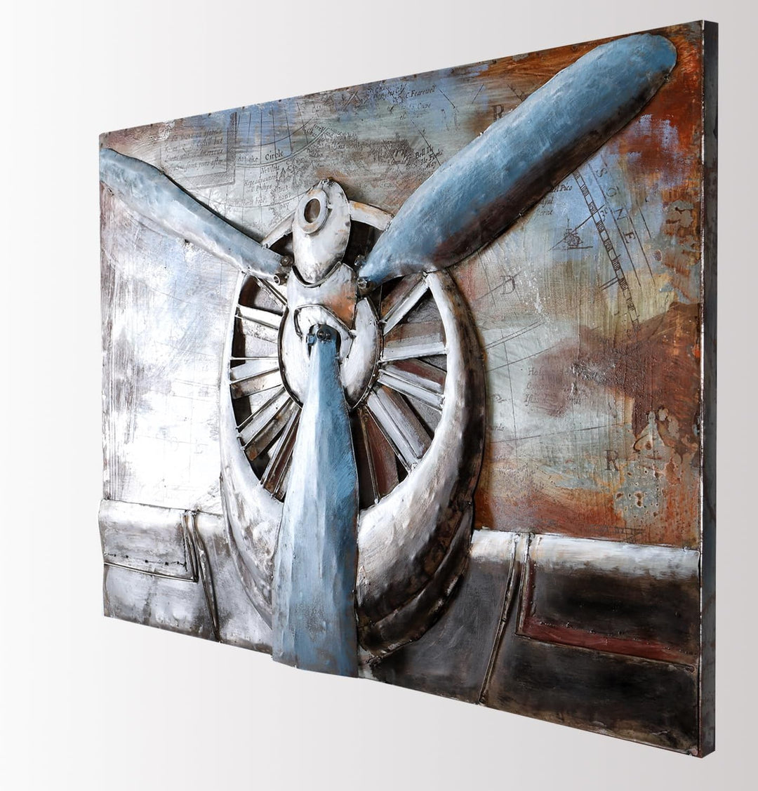 Metallbild Propeller handgefertigt 3D-Bild Relief Kunst Bild Metall 112x75cm