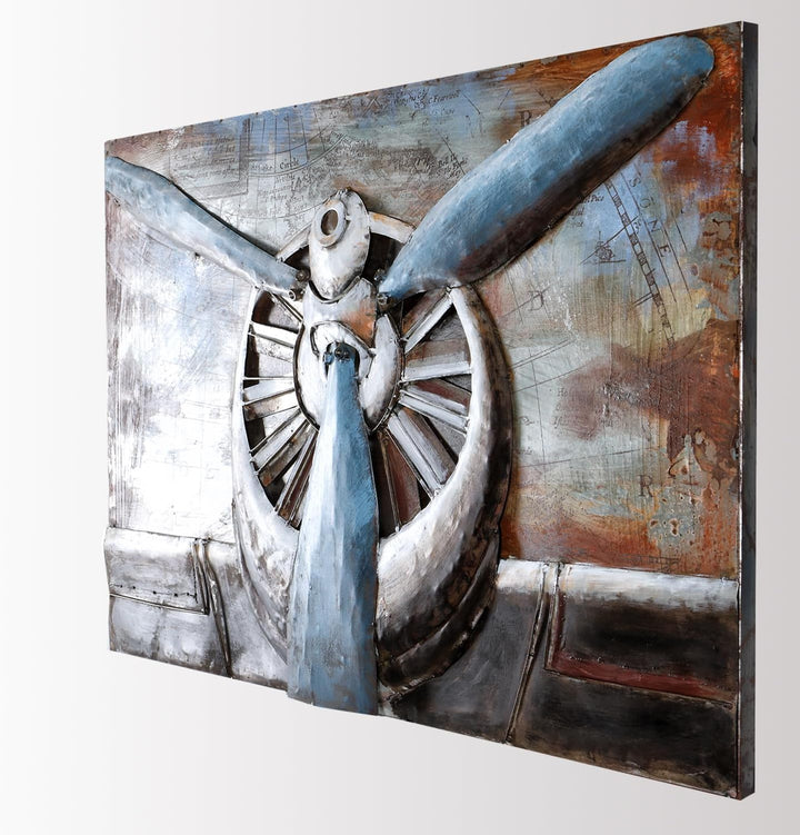 Metallbild Propeller handgefertigt 3D-Bild Relief Kunst Bild Metall 112x75cm