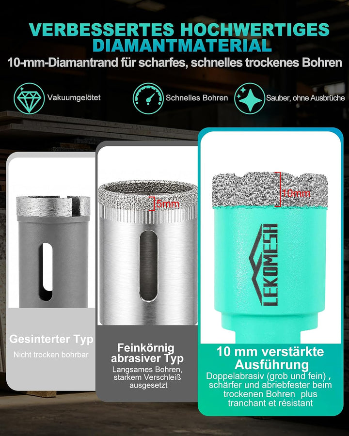 Diamantbohrkrone Fliesenbohrer 110MM Lochsäge - LEKOMESH Für Porzellan Keramik Fliesen Marmor Granit