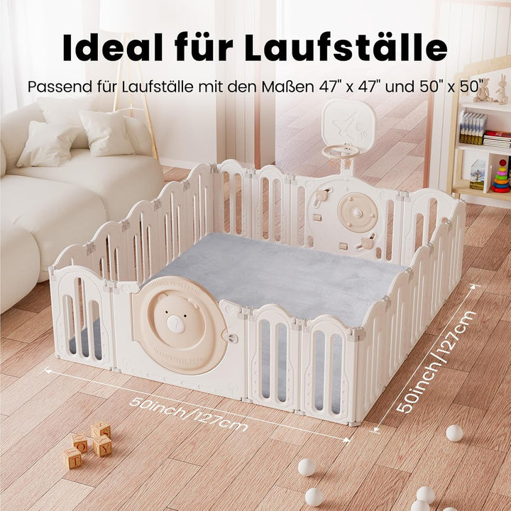 Krabbelmatte Baby 127×127cm, 3cm Dicke Schaumstoff Spielmatte, Ultraweiche Stütze und Plüschiges Gef