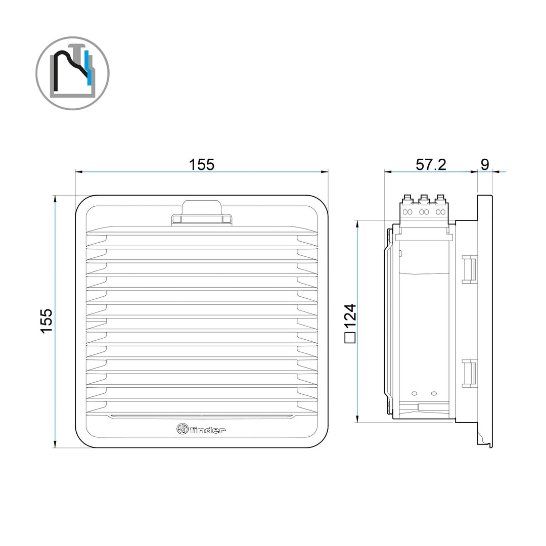 finder 7F.20.8.230.2055 Schaltschrank-Lüfter 28 W, 28 W (B x H x T) 155 x 155 x 57.2 mm 1 St.