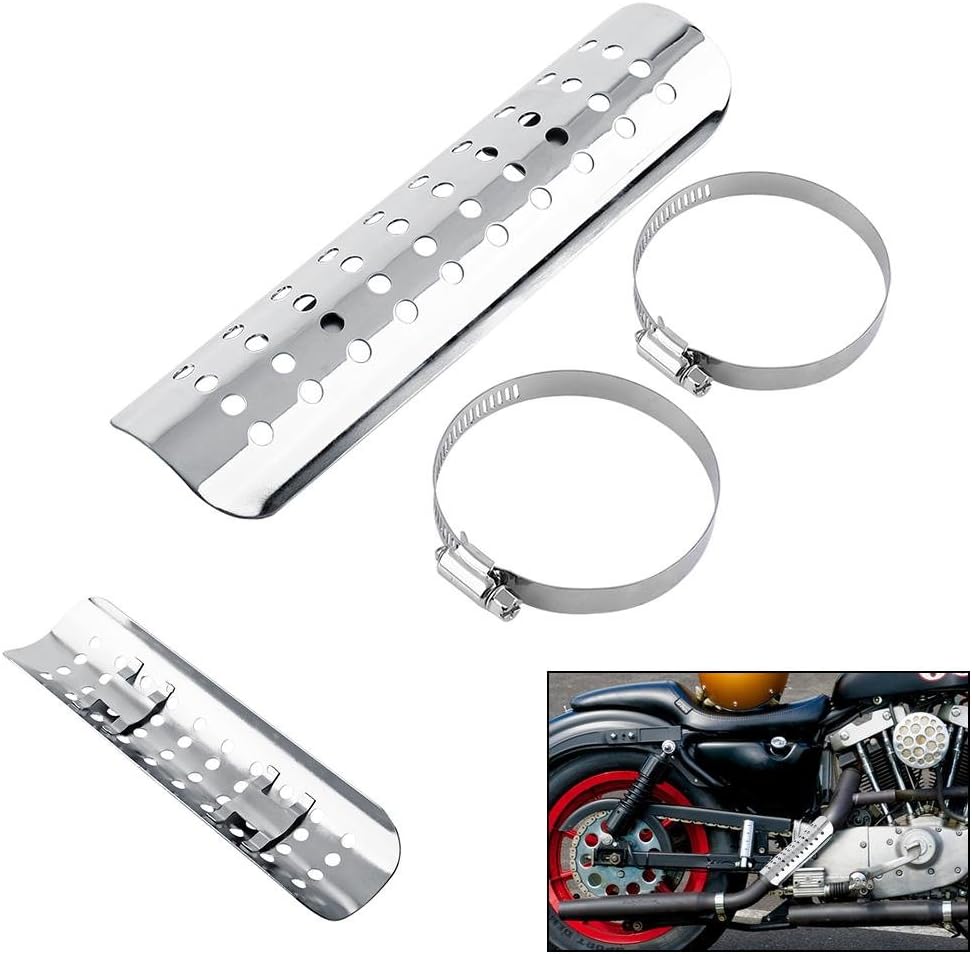 Keenso Motorrad Auspuff Hitzeschutzblech mit Loch, Motorrad 50mm-70mm Auspuff Endschalldämpfer Hitze