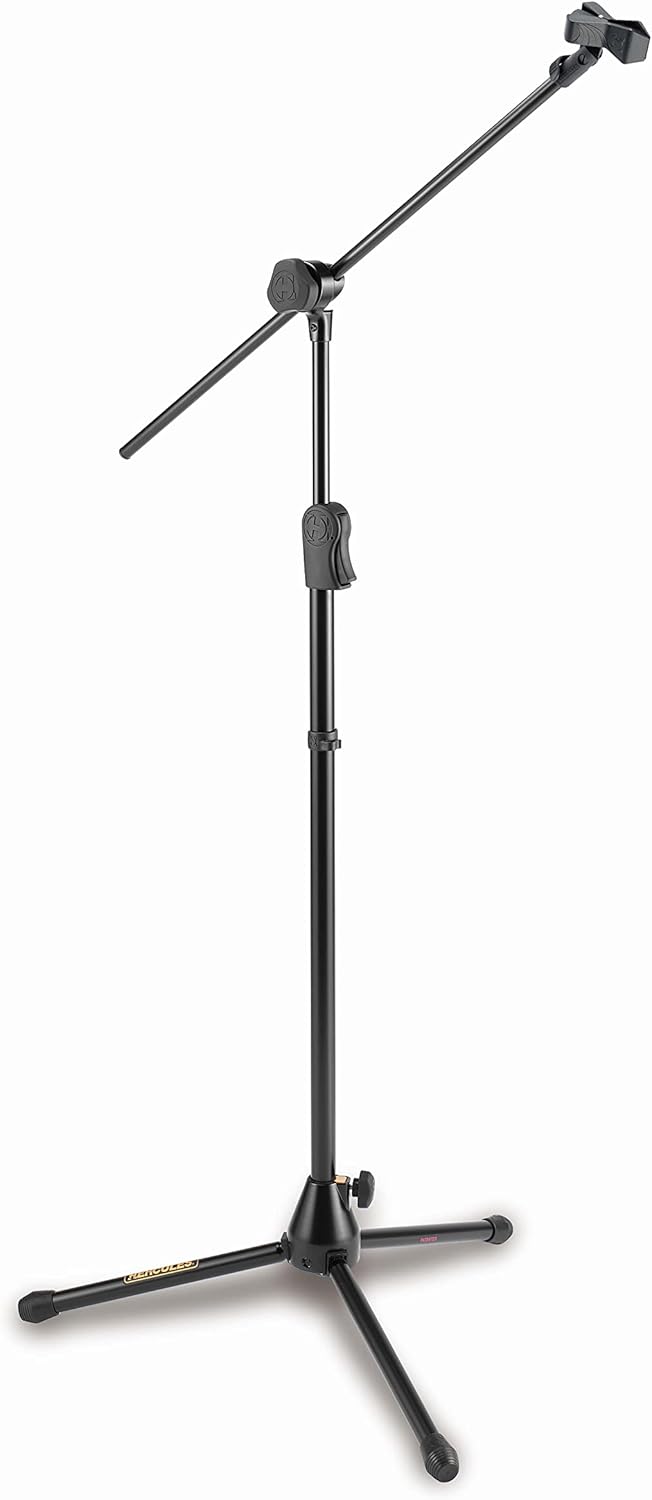 Hercules Stands MS533B 2-in-1 Mikrofonständer mit EZ-Clutch & Stagg SMC10 Mikrofon-Kabel (10m, XLR-B