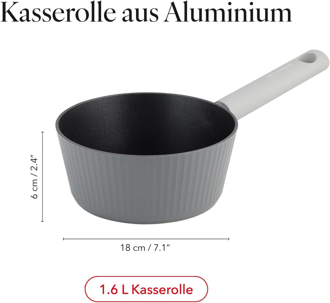 FLORINA Aluminium Kasserolle Serrano 18 cm I Kasserolle mit Soft-Touch-Griffen I Leichte und robuste