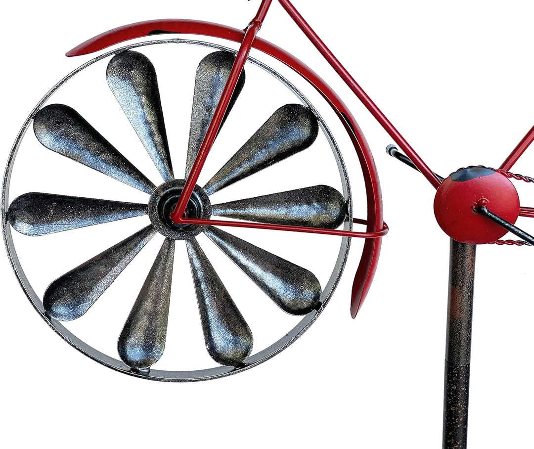 DanDiBo Gartenstecker Metall Fahrrad XL 160 cm Rot 96100 Shabby Windspiel Windrad Wetterfest Gartend