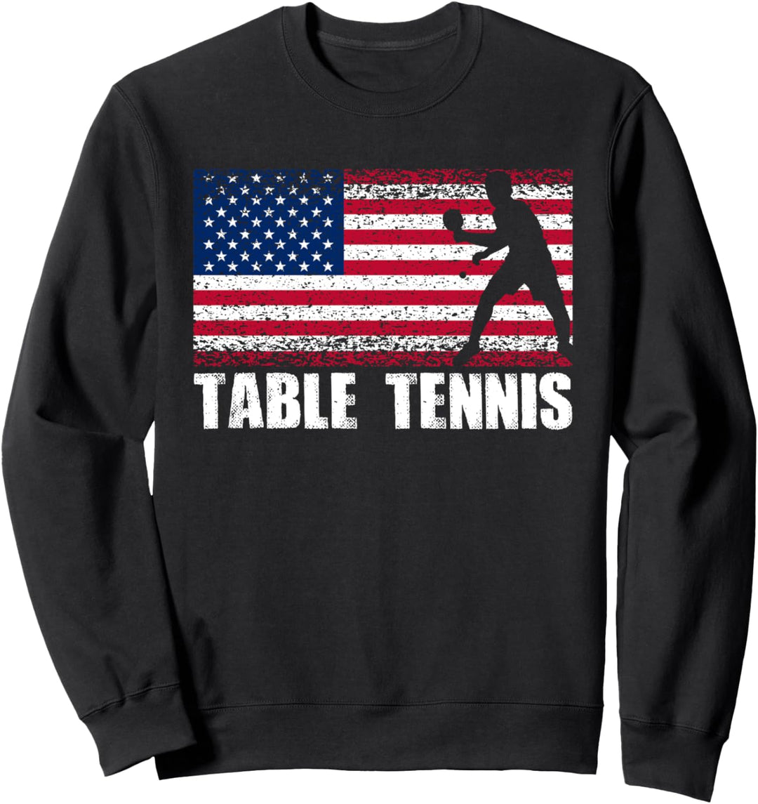 Tischtennis Sport, USA Retro Amerikanische Flagge, Ping Pong Sweatshirt