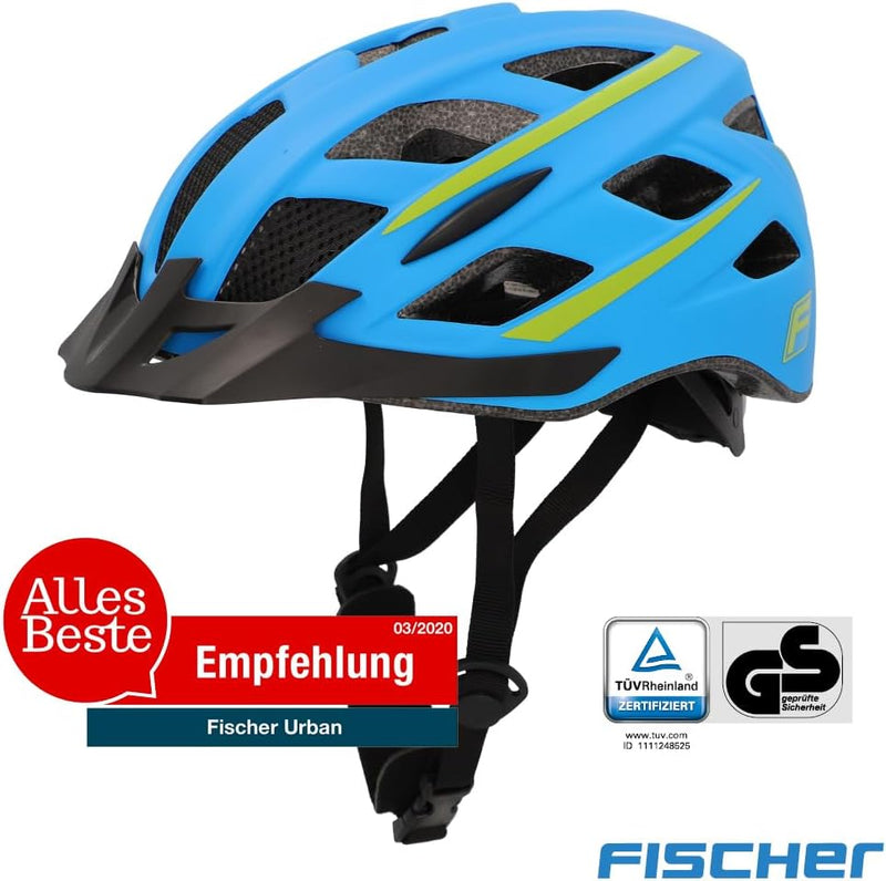 FISCHER Unisex – Erwachsene Urban Lano Fahrradhelm L/XL, 58-61 cm Blau-Gelb, L/XL, 58-61 cm Blau-Gel