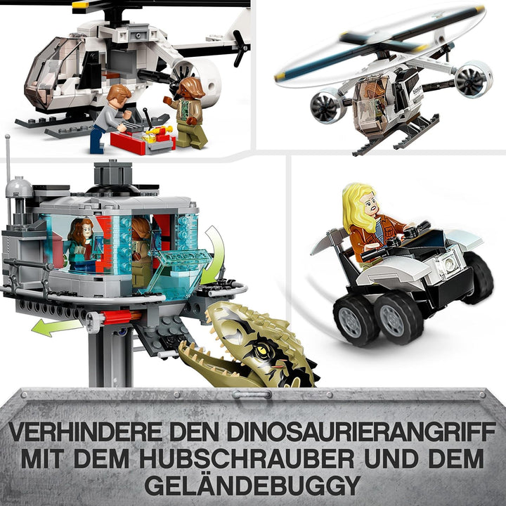LEGO 76949 Jurassic World Giganotosaurus & Therizinosaurus Angriff, Dinosaurier Spielzeug mit Hubsch