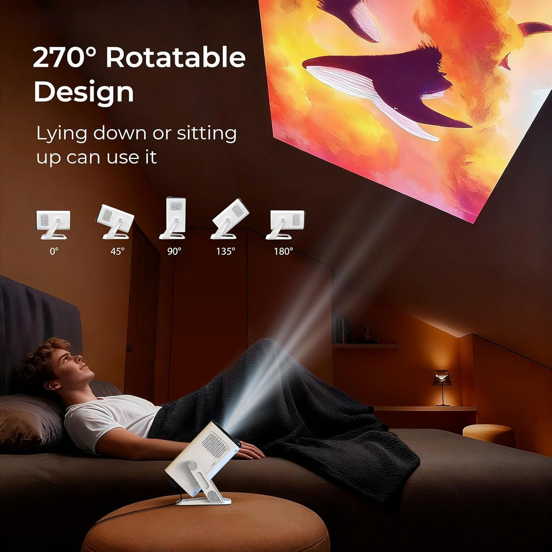 [Kompatibel mit Netflix] Mini Beamer 4K-Unterstützung Auto Trapezkorrektur Netflix X1Pro Weiss, Netf