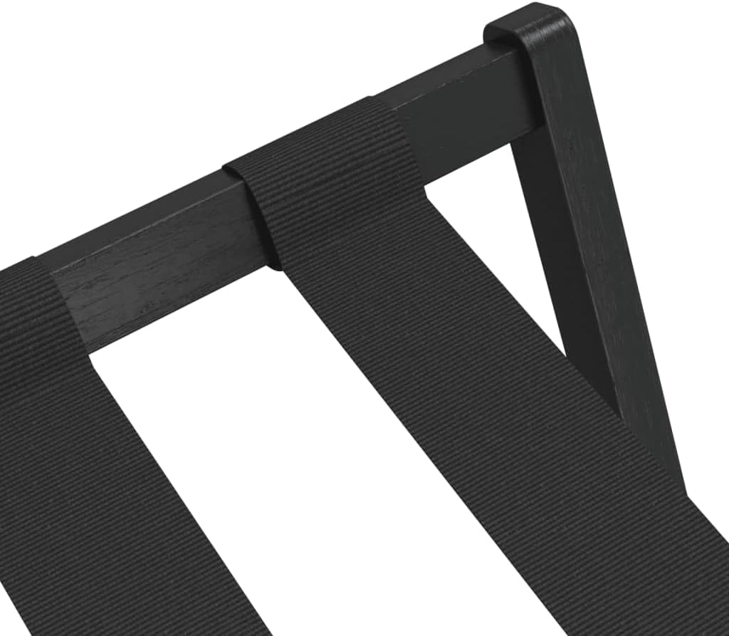 Gepäckablage Bambus Schwarz 68,5x38x58 cm Kofferablage mit Klapprahmen und 4 Gurten, Kofferständer f
