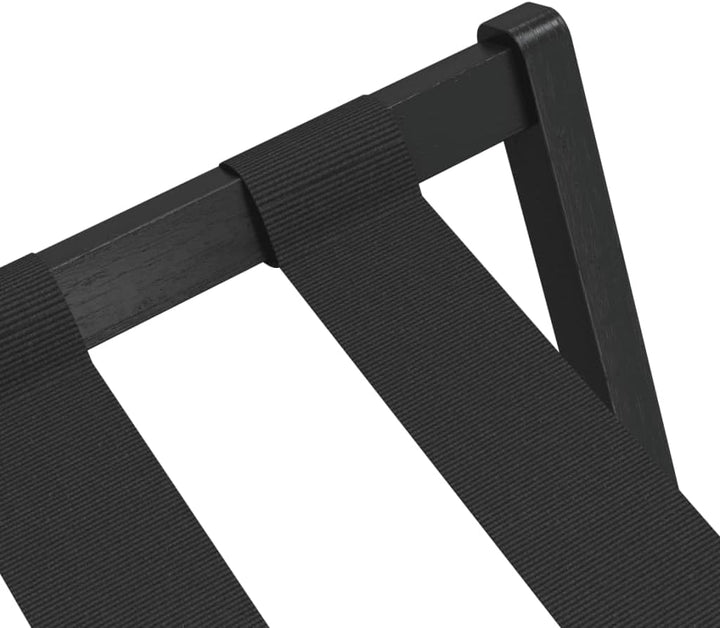 Gepäckablage Bambus Schwarz 68,5x38x58 cm Kofferablage mit Klapprahmen und 4 Gurten, Kofferständer f