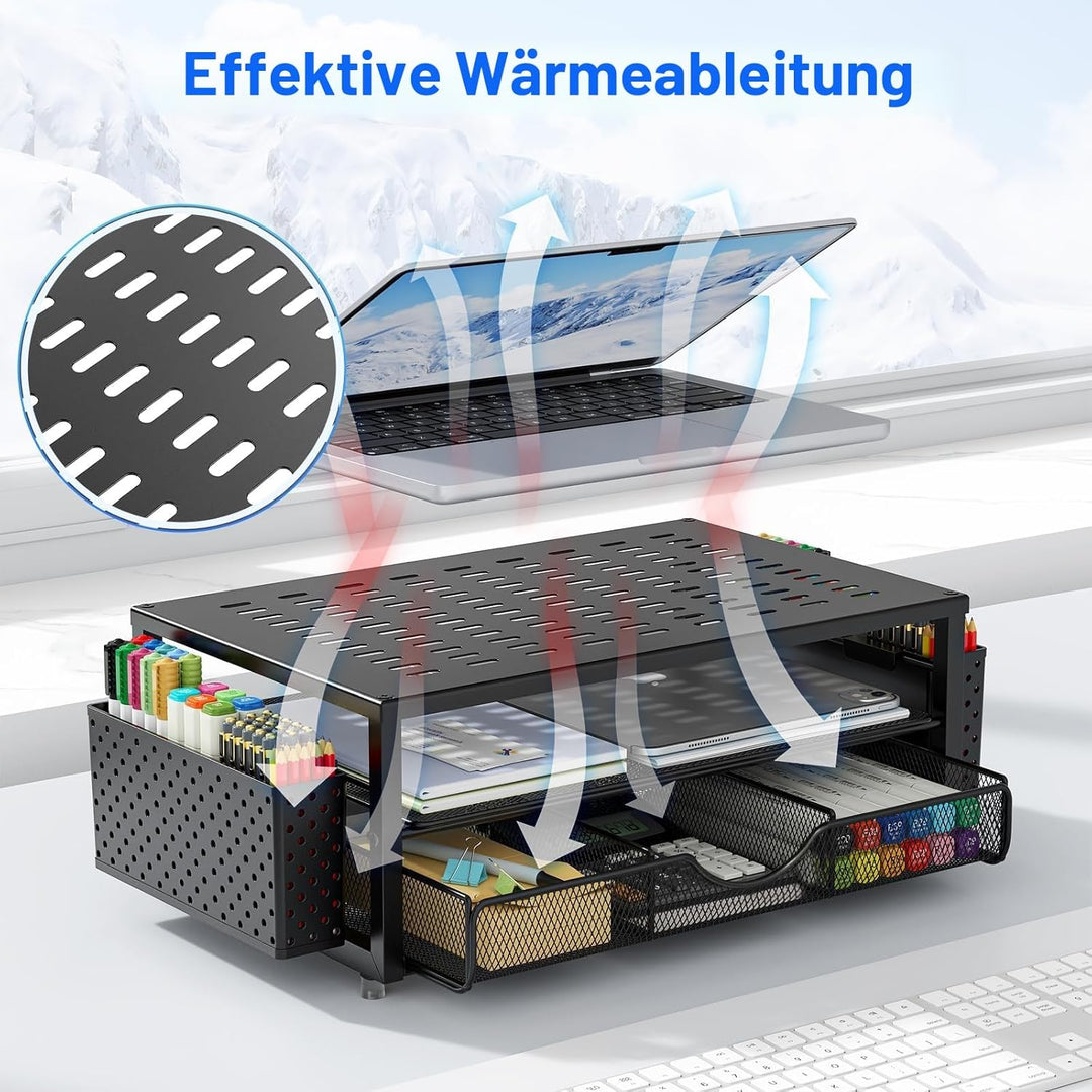 Monitorständer, Schreibtisch Organizer mit Schublade und 2 Stifthaltern, Monitor Erhöhung für Bildsc