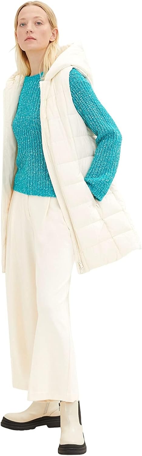 TOM TAILOR Damen Basic Pullover XXL 30561 - Teal Blue Melange, XXL 30561 - Teal Blue Melange