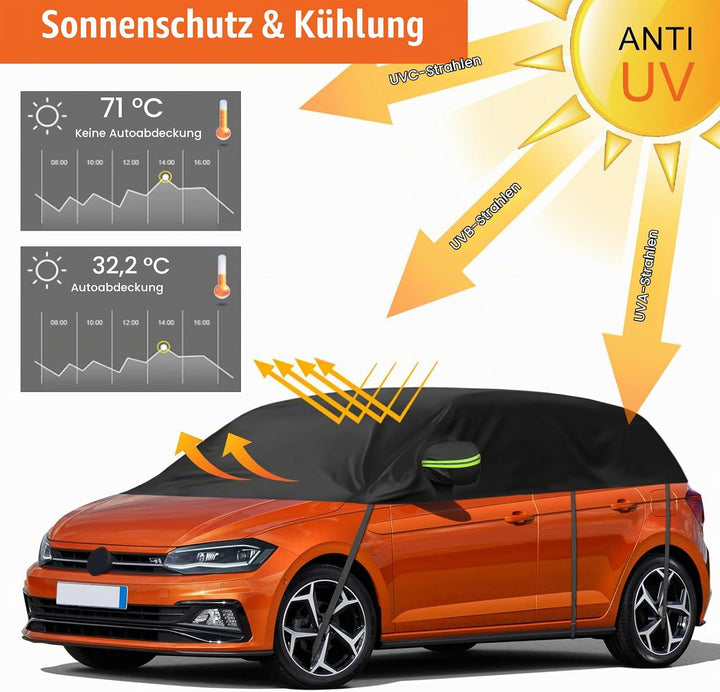 Autoabdeckung Wasserdicht Ersatz für VW Polo MK5 MK6 Hatchback 2009-2023, Halbgarage, Autohülle Auto