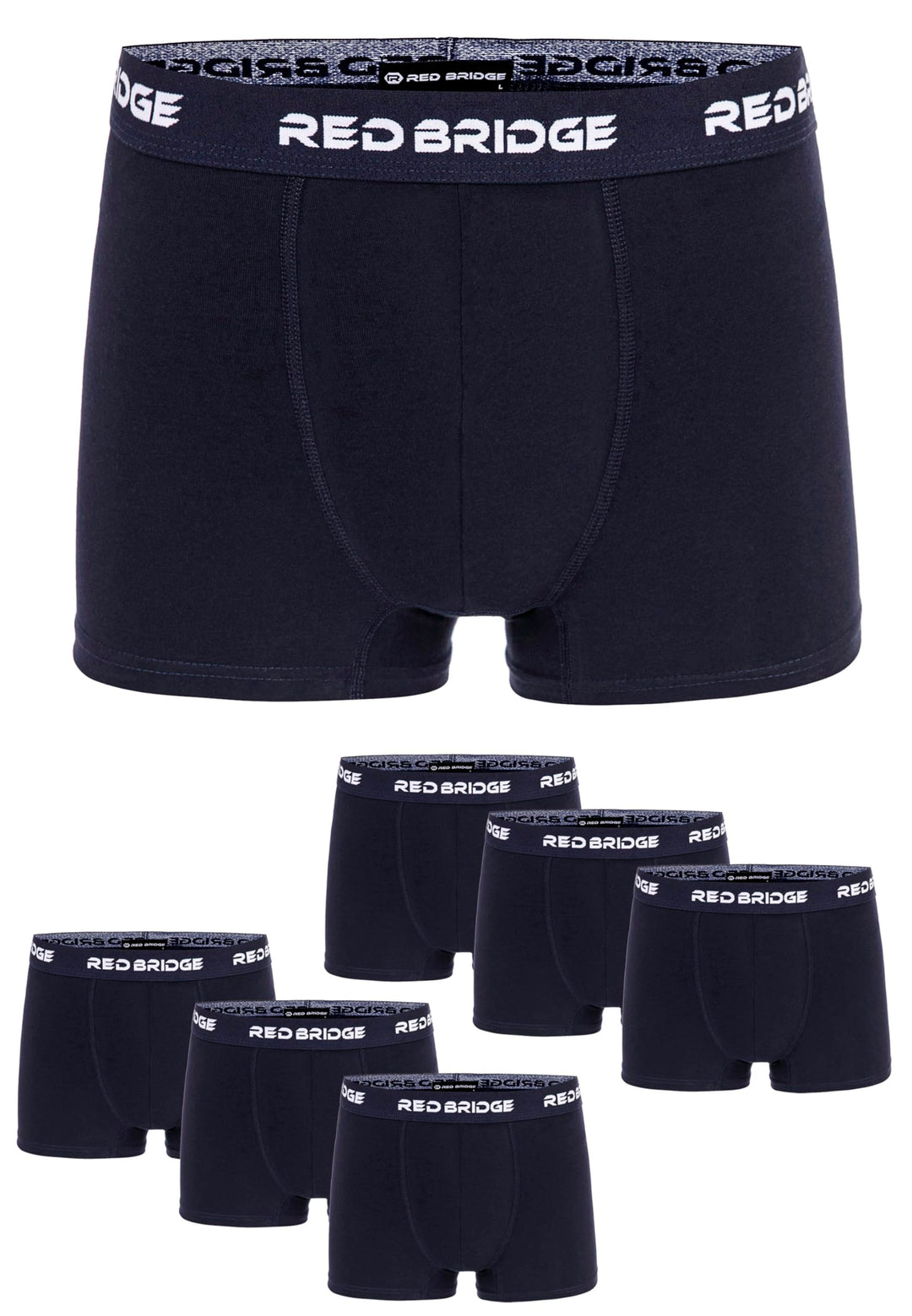 Redbridge Herren Boxershorts Set – 6er Pack enganliegende Unterhosen aus Baumwolle – Elastischer Bun