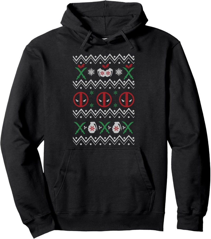 Marvel Deadpool Weapons Holiday Ugly Pullover Hoodie