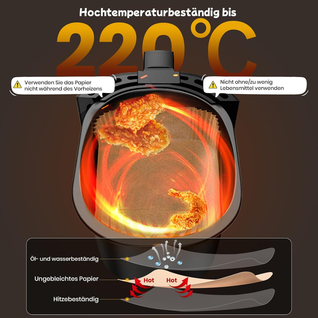 200 Stück Backpapier für Heissluftfritteuse mit Doppelkammer, 20,5x14CM Airfryer Backpapier für Ninj