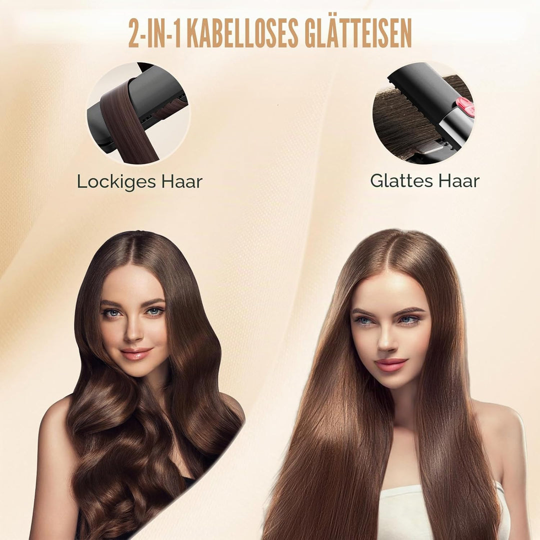 Mini Glätteisen, Air Haarglätter, Ionen Air Glätteisen, Tragbarer Reise-Haarglätter, LCD-Display, 16