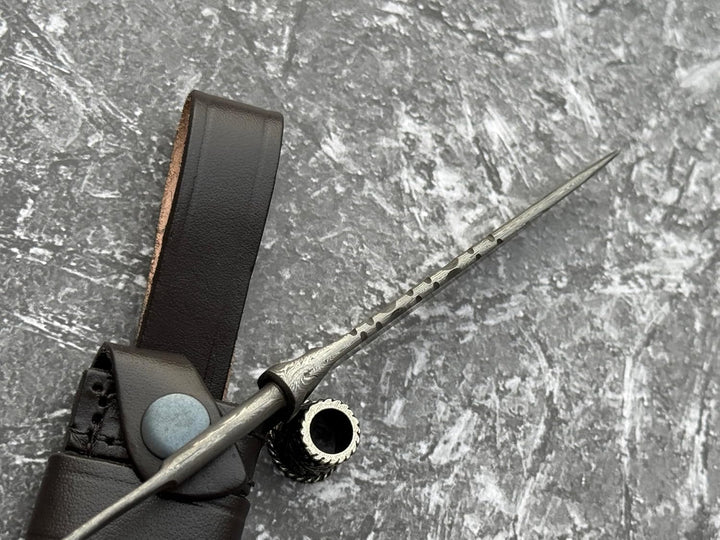Damast Klinge Handgeschmiedete Damast Rohling Bayerische Nicker mit Kropf und Scheide 4168 Silber, S