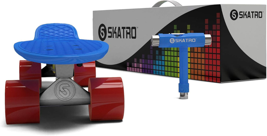 Skatro - Mini-Cruiser-Skateboard. 22 Zoll Kunststoff-Board im Retro-Stil, komplett mit Blue Ocean, B