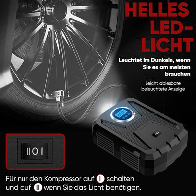 Fortem Tragbarer Kompressor Autoreifen, Kompressor Fahrrad, 12V Autoreifen Pumpe und Fahrradpumpe El