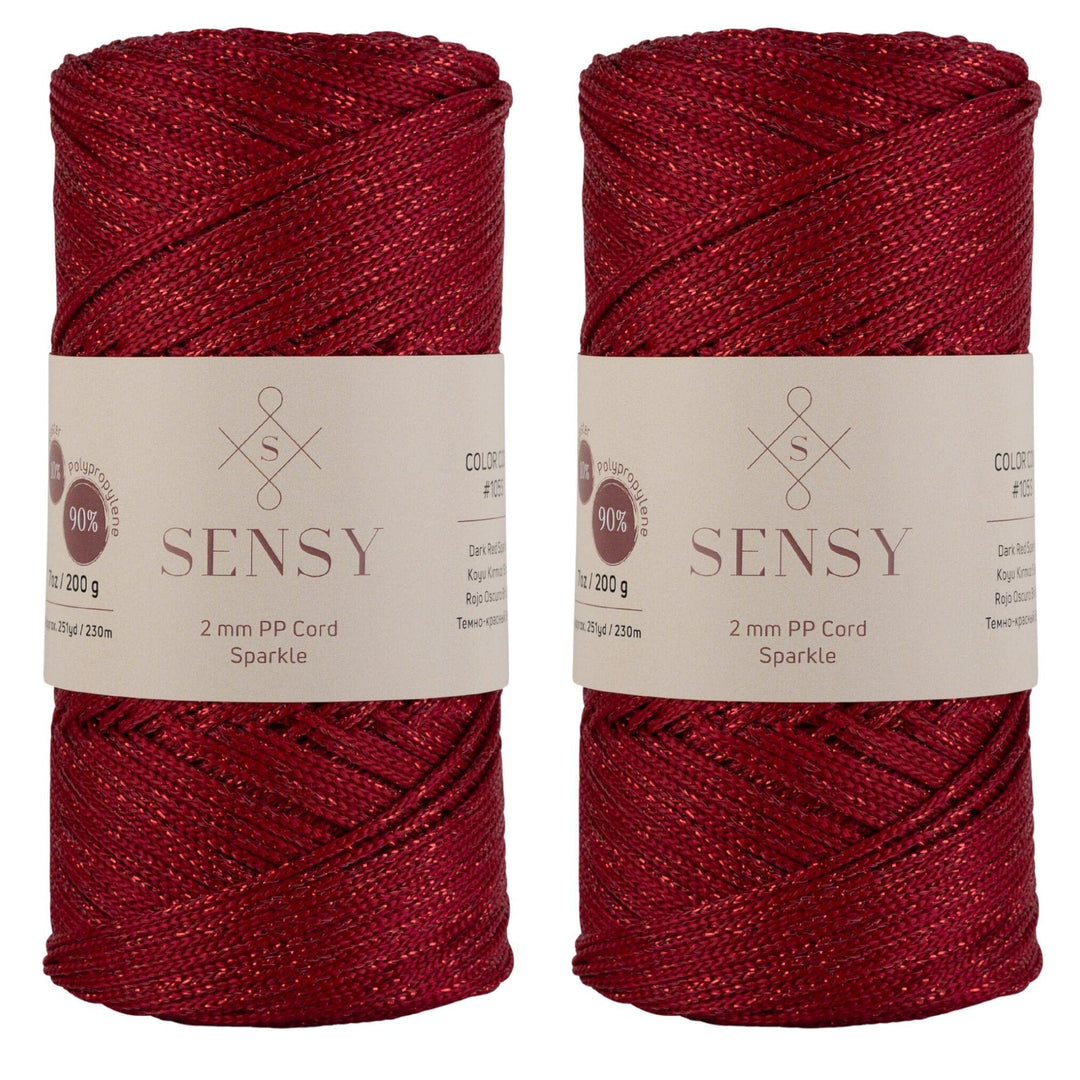 2 Garnstrange Sensy Premium 2 mm 230 Meter Glitzer Polyester-Seil, 90% Polypropylen, 10% Polyestersc
