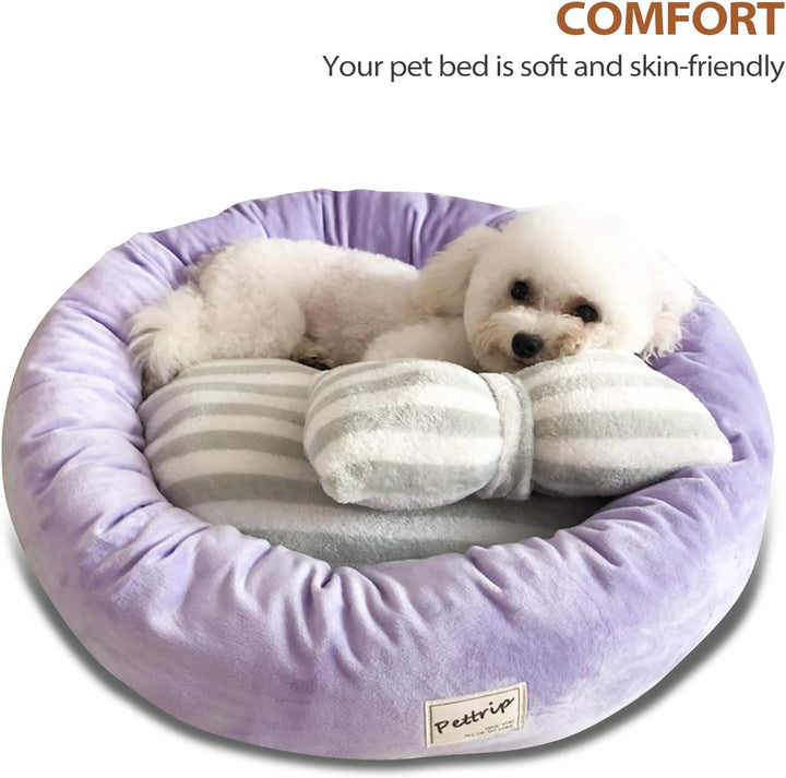 PETCUTE Hundebett Katzenbett Waschbar Hundesofa Rund Kissen Bett Wildlederimitat Haustierbett für Gr