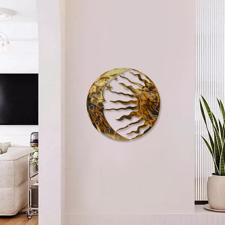 MrMrKura Sonne Metall Wandkunst Outdoor Indoor Rustikale Retro Sonne Mond Sterne Wandbehang Dekor fü