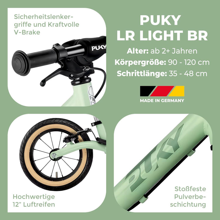 PUKY LR Light BR Laufrad Grün | Ultra-Leicht mit 3,60 kg | Sicherheitslenkergriffe &amp; V-Brake | Anpas