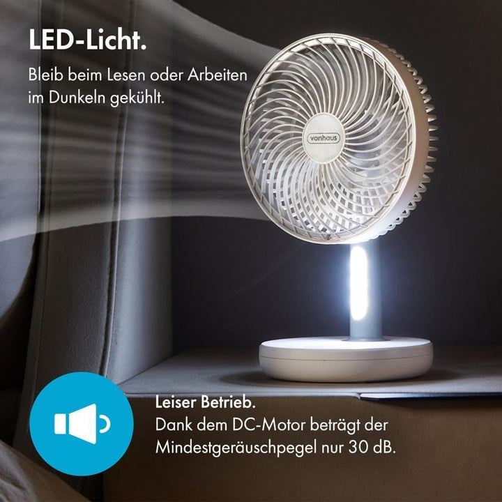 VonHaus 26cm Tischventilator – Leichter, Tragbarer, USB Mini Ventilator, 3 Stufen – Um 45° Neigbar,