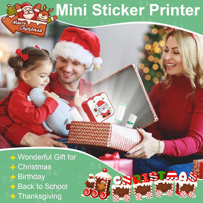 Ambesty Mini Drucker, Weihnachten Mobiler Fotodrucker, Tragbarer Mini Fotodrucker, Wireless Fotodruc