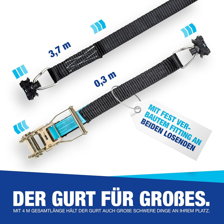 NTG Zurrgurte für Airlineschiene in schwarz | Zweiteilig mit Ratsche | mit Endbeschlag Fitting einfa