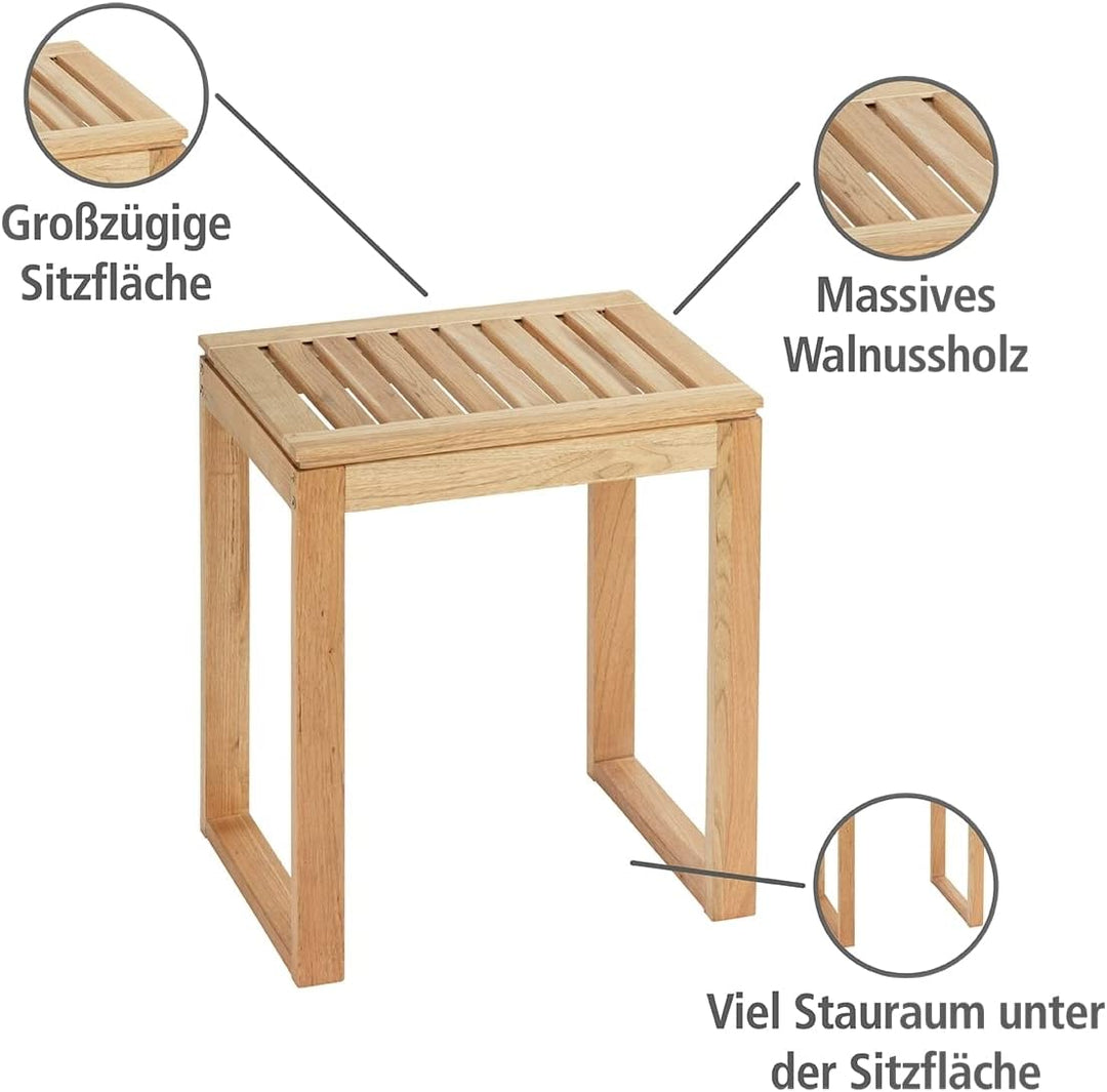 WENKO Hocker Norway, warm akzentuierter quadratischer Badhocker, hochwertiger Wohnhocker mit Klarlac