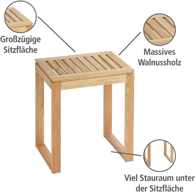 WENKO Hocker Norway, warm akzentuierter quadratischer Badhocker, hochwertiger Wohnhocker mit Klarlac