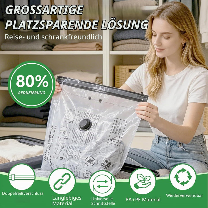 Vakuumbeutel für Kleidung mit Vakuumpumpe, 10 Stück (2*40x40cm, 2*40x50cm,2*40x60cm,2*50x70cm, 2*60x