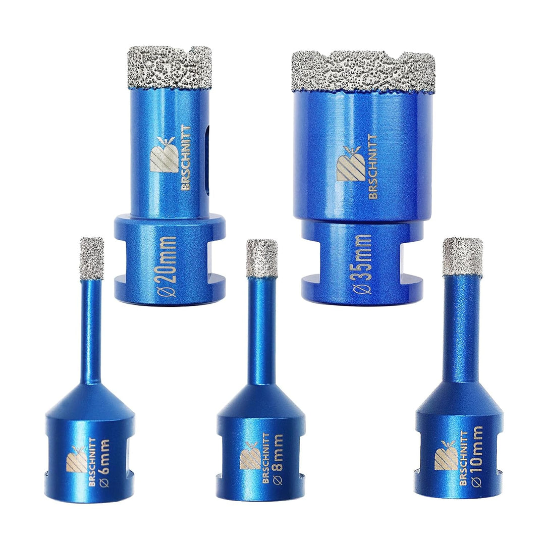 Diamantbohrer Fliesenbohrer Set -6 8 10 20 35mm Diamantbohrer für Porzellan Fliese Granit Marmor Tro