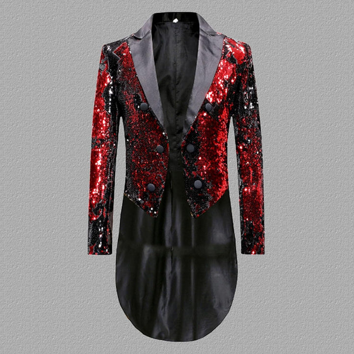 Herren Glitzer Frack Jacke Pailletten Sakko Smoking Mantel Blazer Freizeit 70er Disco Kostüm Anzugja