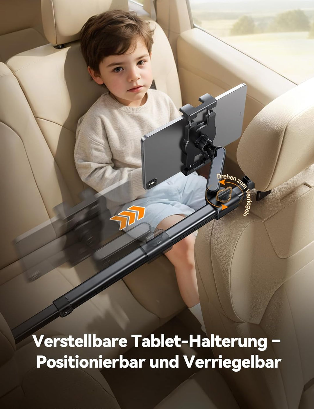 JOYROOM Tablet Halterung Auto Kopfstütze [Bilaterale Fixierung] Tablethalterungen Auto mit Metallarm