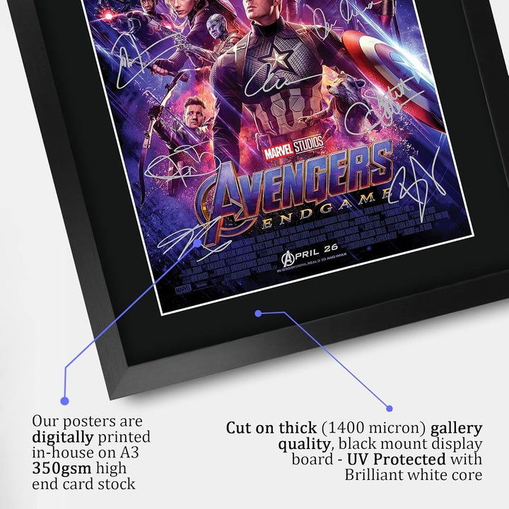 HWC Trading Avengers Endgame A3 Gerahmte Signiert Gedruckt Autogramme Bild Druck-Fotoanzeige Geschen