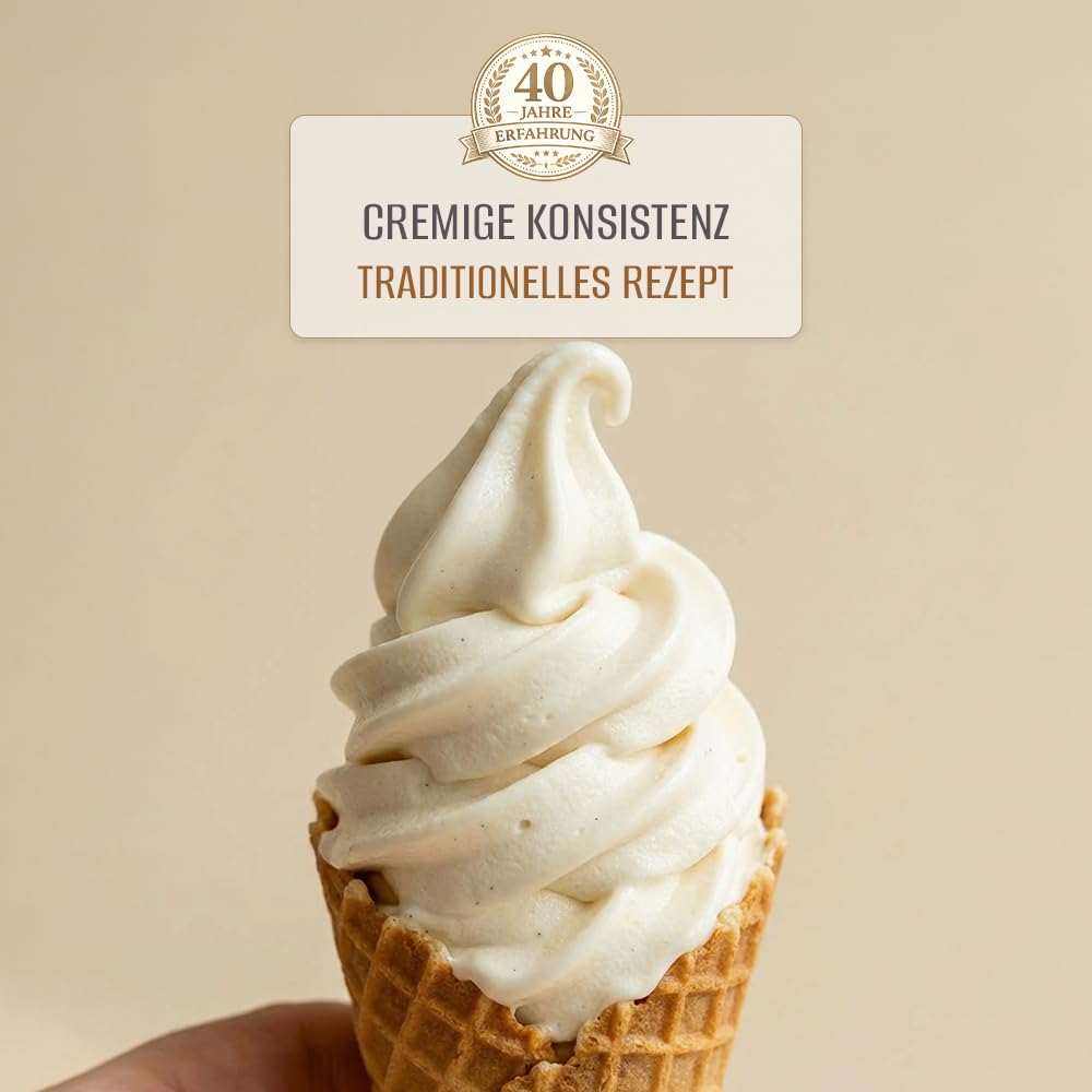 Bazko Sahne Geschmack Eispulver für Eismaschine | Softeispulver Speiseeispulver 2 kg für 6 kg Eis |