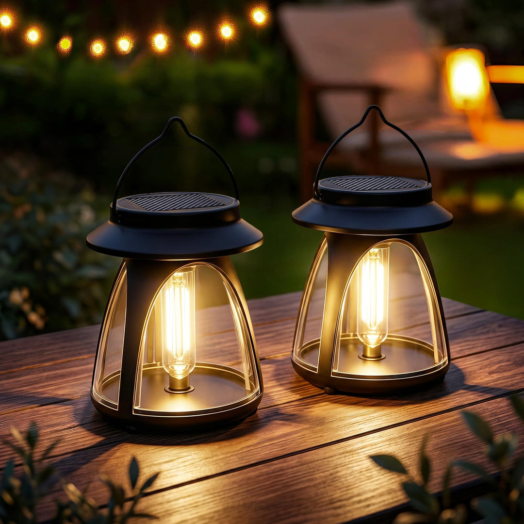 Solarlampen für Aussen Garten Hängend, 2 Stück Solarlaterne für Outdoor Wasserdicht Solarleuchten Dr