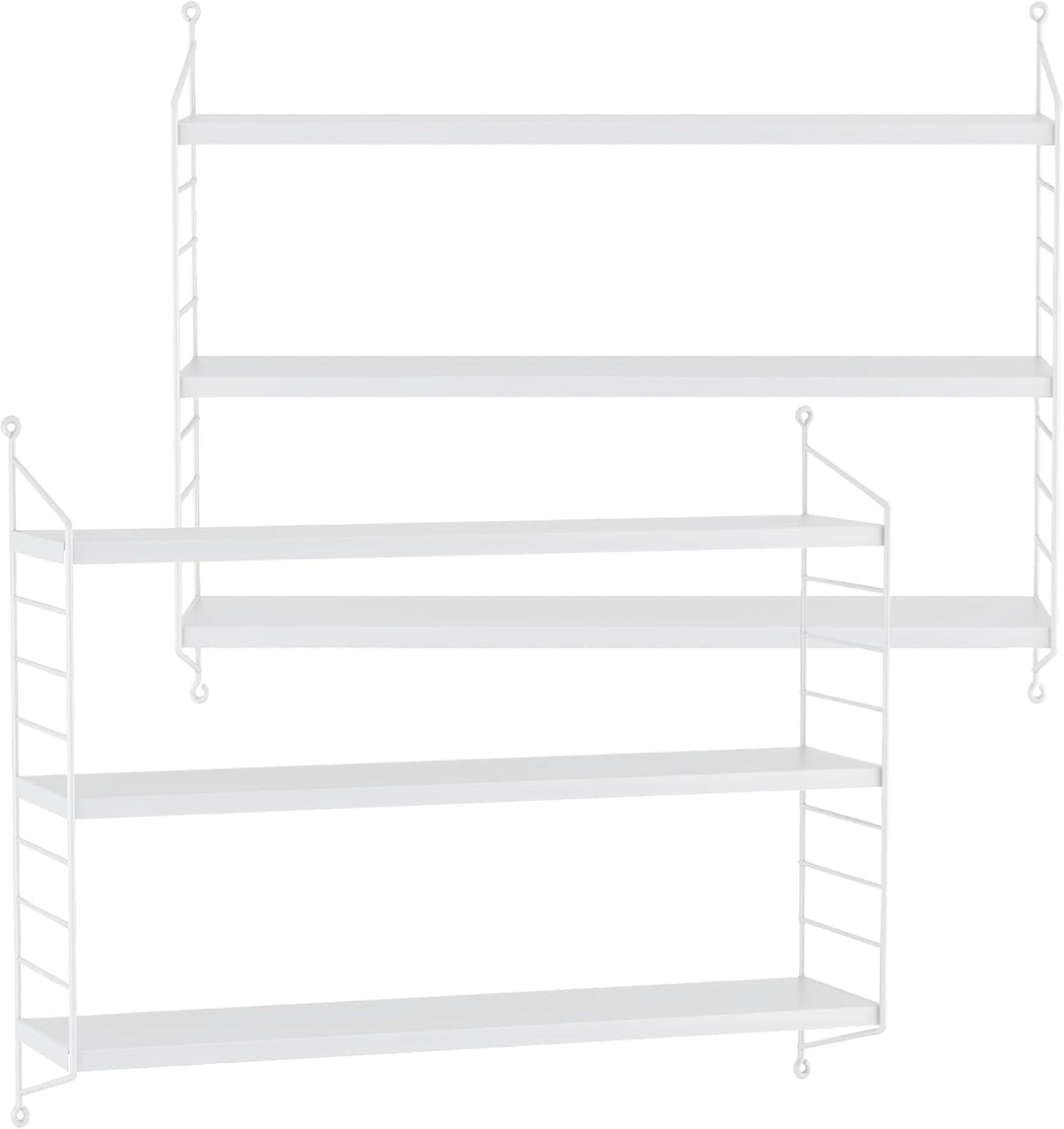 [en.casa] Modulares Wandregal Strängnäs 2er Set Metallregal Weiss Hängeregal mit 3 Regalböden Badreg