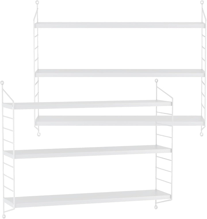 [en.casa] Modulares Wandregal Strängnäs 2er Set Metallregal Weiss Hängeregal mit 3 Regalböden Badreg