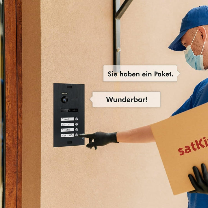 Nonic Balter EVO Video-Türsprechanlage Set 4 Familienhaus (1x Türstation mit Kamera Schwarz, 4X Touc