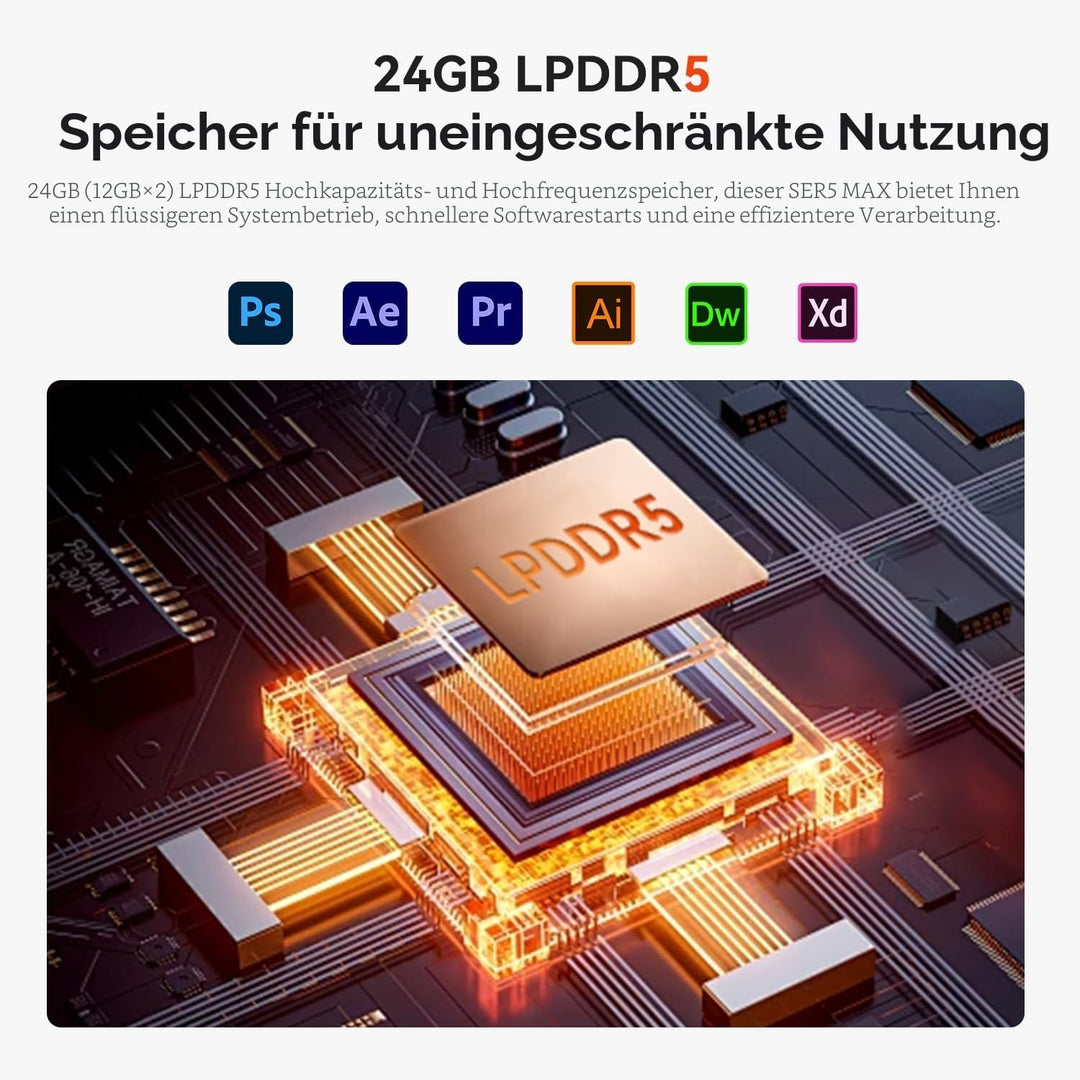 Beelink SER8 Mini PC, AMD Ryzen 7 8745HS (8C/16T bis 4,9GHz), 32GB DDR5 1TB PCIe4.0 SSD Mini Gaming