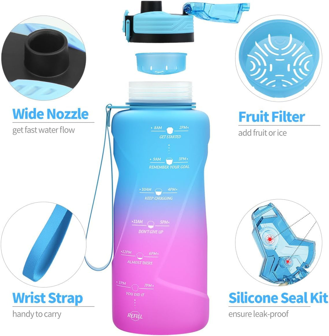 Coolfel Sport Trinkflasche 2l, 1,5l, 1l, 700ml, 500ml Trinkflasche Kinder Auslaufsicher, Motivierend