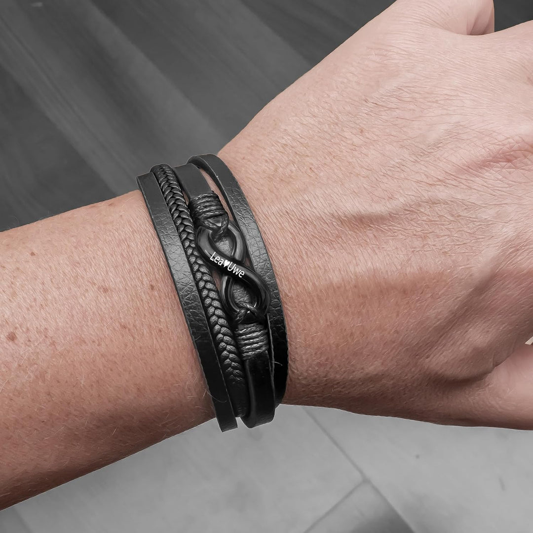 UNIQAL | Personaliesiertes Lederarmband mit Gravur "SHAPE" Herren Damen | Leather Bracelet mens | Ma