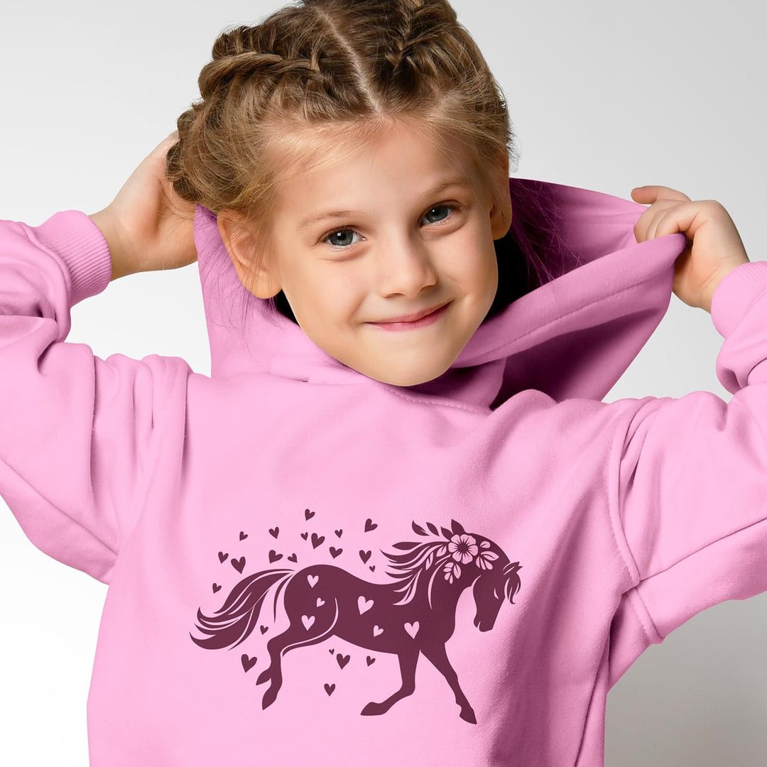 SpecialMe® Kinder Hoodie Mädchen Pferde Herzen Motiv Mädchengeschenke mit Pferde Herzchen Print Pfer