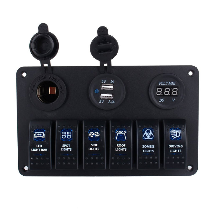 Wasserdichtes Marine-Panel mit 6 Tasten, wasserdicht, LED-Kippschalter, 12-24 V, für Auto, Wohnmobil